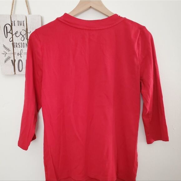 Style & Co Women's Size L Red Studded Long Sleeve Blouse - Picture 3 of 8
